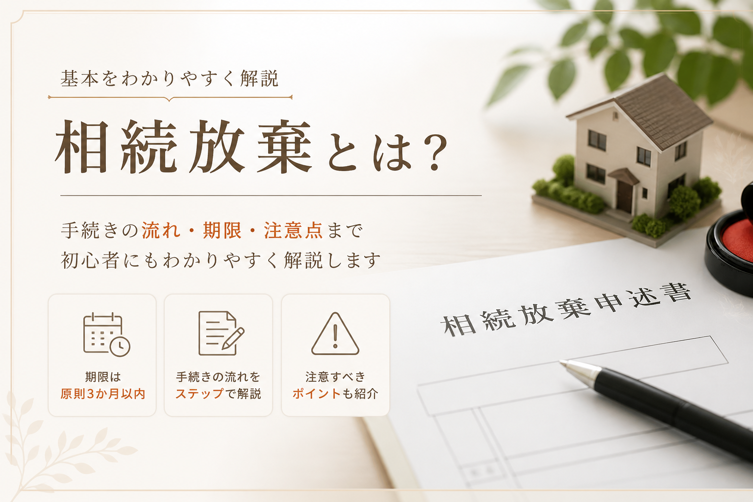相続放棄とは何かを、手続き・期限・注意点とともに解説するアイキャッチ画像