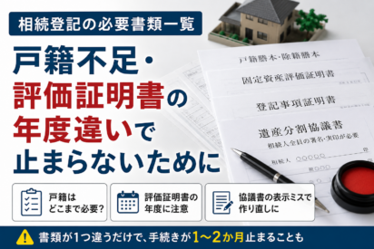 相続登記の必要書類一覧｜戸籍不足・評価証明書の年度違いで止まらないために