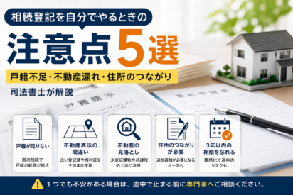 相続登記を自分でやるときの注意点5選｜戸籍不足・不動産漏れ・住所のつながりを司法書士が解説